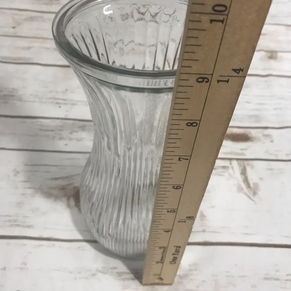 Vintage Hoosier Glass Vase Clear‎ Ribbed 4086-A Flare top
